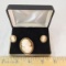 Vintage shell cameo brooch & pierced earring set
