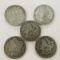 5 Morgan Silver Dollars 1879, 80o, 87o, 91, 1900o