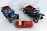 3 Vintage tin friction cars