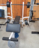 Weight bench with barbell & weights