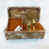 Incolay stone jewelry box, 1 tie bar and watches