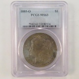 1885 O Morgan Silver Dollar PCGS Graded MS63