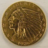 1925 D $2 1/2 Gold Indian Head Quarter Eagle