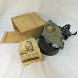WWII German M44 gas mask in box with leaflet