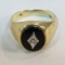10K gold & onyx ring w/accent diamond sz 11, 5gtw