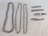 3 stainless steel necklaces & 4 bracelets