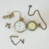 2 Vintage Elgin Pocket Watches with chains, fob
