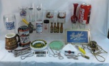 Bar collectibles, glassware, Goebel 22 sign