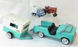 Tonka jeep with trailer and other toys