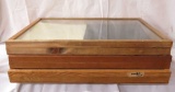 3 wood and glass counter display cases