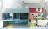 2 vintage tin doll houses with furniture