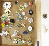 31 Vintage floral brooches - acrylic,  Coro, BSK