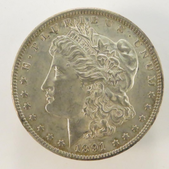 1891 CC Morgan Silver Dollar AU