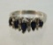 14kt white gold sapphire & diamond ring 3.9gtw sz7