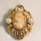 Shell Cameo brooch with pearl accents