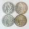 4 Morgan Silver Dollars 1881S, 1889, 1890, 1896