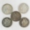 5 Morgan Silver Dollars 1879O, 80O, 89O, 96O, 01O