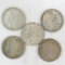 5 Morgan Silver Dollars 1880, 81, 82, 90, 96