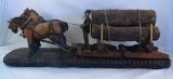 John Defatte hand carved wood horse drawn sled