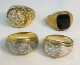 4 Men's gold electroplate rings