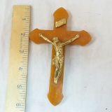 Large vintage butterscotch Bakelite crucifix