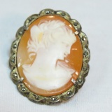 Antique shell cameo set in 800 silver 4.8gtw