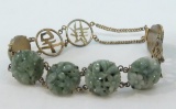 Vintage silver and carved jade bracelet