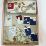 2 charm bracelets & 8 sterling charms, watch chain