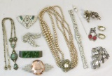 Antique necklaces, brooches, fur clip and more