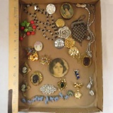 Vintage and antique jewelry, hand mirror & purse