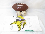 Autographed baseballs, flag football, & towel