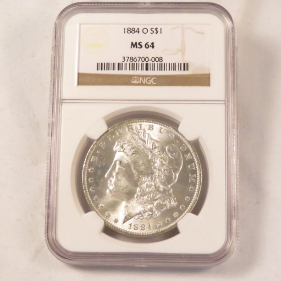 1884 O Morgan Silver Dollar NGC Grade MS64