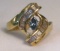 14k Gold ring with Blue & white Diamonds 5.84g