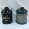 2 vintage 1 gallon railroad journal box oil cans