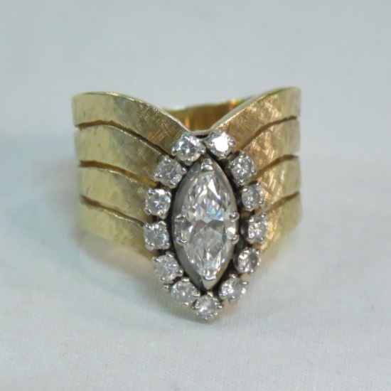 14kt yellow gold ring with 1.88CTW diamonds - main diamond 1.10ct