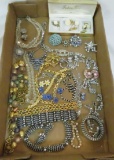 Vintage rhinestone jewelry, some carved pieces