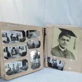 Vintage scrapbook with photos and memorabilia