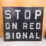 Vintage Railroad Sign Stop on Red Signal