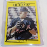 1991 Fleer Scott Erickson autographed baseball