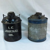 2 vintage 1 gallon railroad journal box oil cans