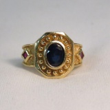 14k Gold Sapphire & Ruby ring 6.03g