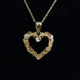 14k Gold Heart pendant & necklace 1.46g