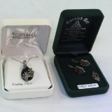Tori Hill Marcasite necklace & Celtic garnet set