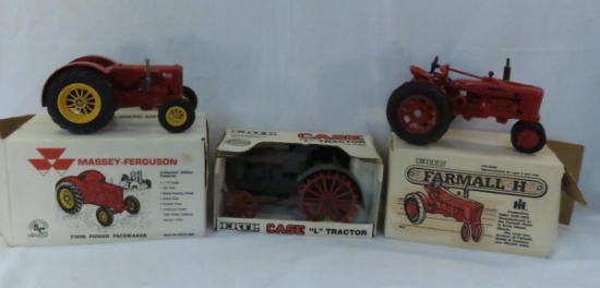 3 Ertl tractors with boxes Massey Ferguson