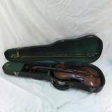Vintage violin with wood case & bow