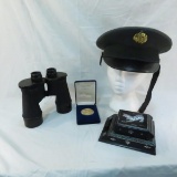 US Army cap, 7x50 binoculars, bring back box