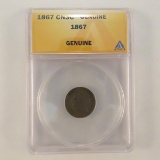 1867 3¢ Nickel ANACS certified Genuine