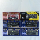 6 K-Line O gauge train cars with boxes