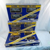 3 4 packs K-Line O gauge train cars in boxes