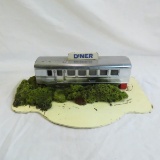 Vintage diner car mounted on board